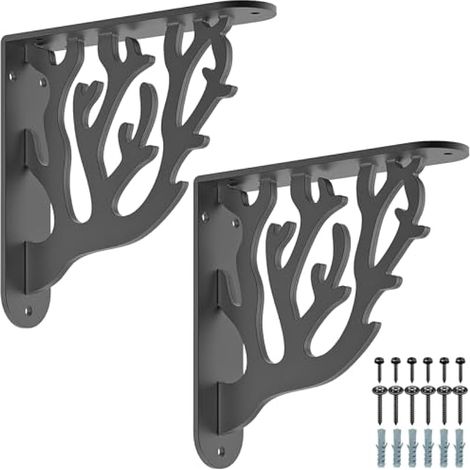 BeneLabel Equerre Etagere Murale, 2pcs Supports D'étagère Flottants Supports Triangulaires Angulaires Droits de 90 Degrés 20cm Support Mural Métallique pour Cuisine/Garage/Sous-sol/Chambre, Corail