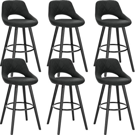 WOLTU 6xTabourets de Bar en Tissu Scientifique, Chaises de Bar Structure en Bois Massif, Anthracite (1/5)