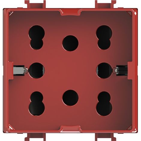 Modulo presa multistandard, 10A, 16A e schuko, serie P, rosso, compatibile con serie BTicino Matix - 4Box Side 4B.AMR.H21 (1/5)