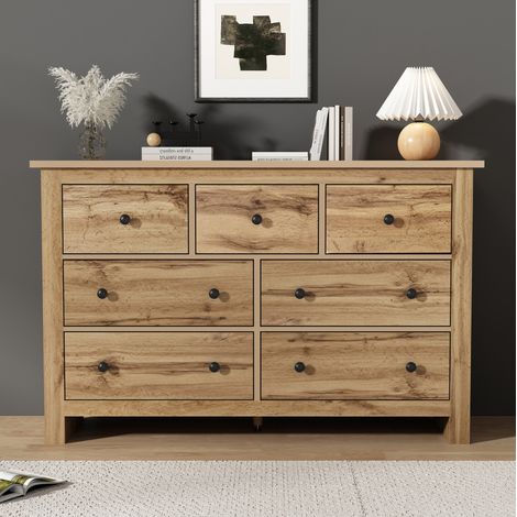 Credenza 152/40/89 cm color legno con 7 cassetti e piedino centrale regolabile (1/5)