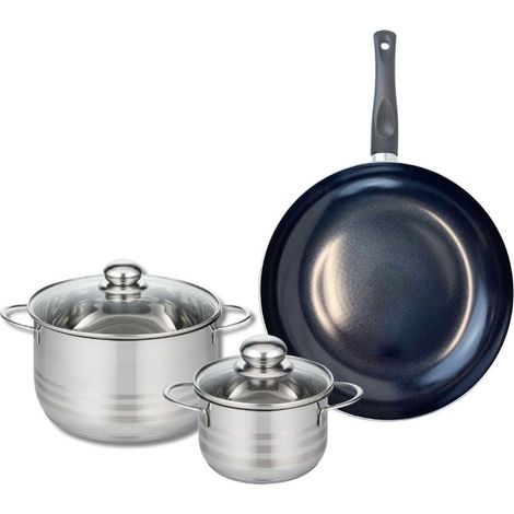 Ensemble de 1 Poêle de cuisson 28 cm et 2 faitouts 14 et 20 cm Elo Prima Brillant (1/5)