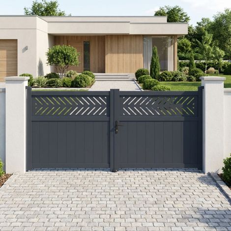 Portail battant aluminium anthracite 300x140 cm motorisable (1/5)
