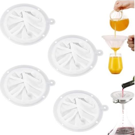 Filtre à Tamis Fin - Nylon - 4 Pièces - 200/300/400/450 Mailles - Compatible Entonnoir 5 Pouces - Réutilisable (1/4)