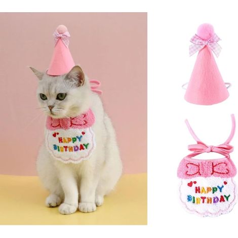 Filiyano-Bandana pour animaux de compagnie, chat et chien, Joyeux anniversaire - foulards et chapeaux de fête - mini chiens - accessoires pour animaux (1/5)