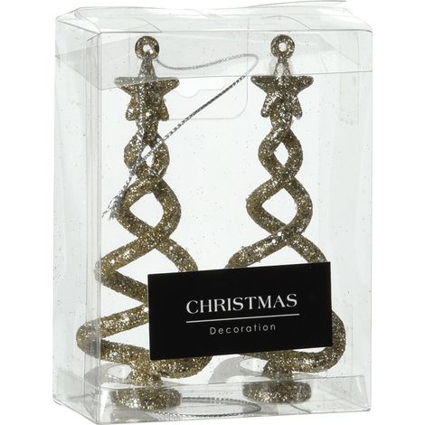 Spirale per albero di Natale color champagne decorazioni natalizie set da 2 (1/3)