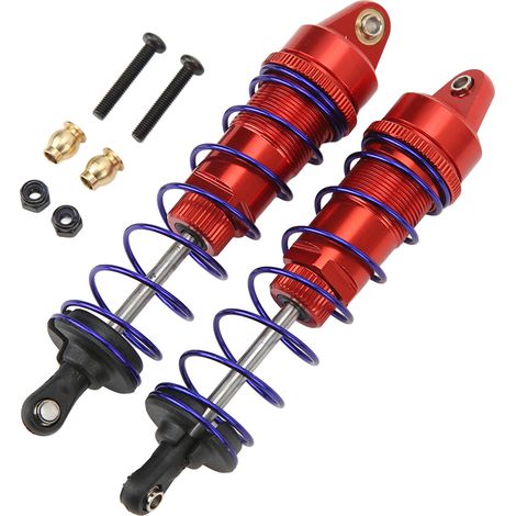 Set aus 2 hochfesten, verstellbaren Öldruckstoßdämpfern aus Aluminiumlegierung für 1/10 RC-Cars (95 mm, rot). (1/5)
