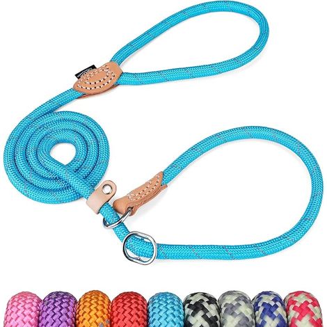 Lasso Dog Training Lead for Small, Medium, Large and Very Heavy Dogs - 1cm Diameter x 150cm Long (Blue) (1/5)
