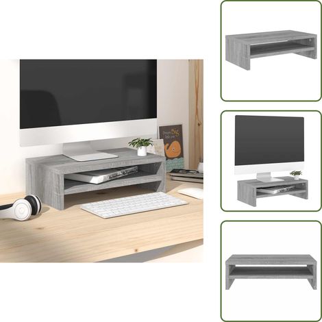 Supporto per computer - vidaXL Supporto per Monitor Grigio Sonoma 42x24x13cm Legno Multistrato - Ripiano di stoccaggio
