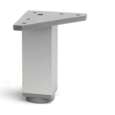Pied de meuble carré  Style fonctionnel  Fabriqué en aluminium et ABS  Finition anodisée mate  Projets de restauration DIY  Mesures 4040120mm  Hauteur : 12 cm  Installation facile  1 unité (1/4)
