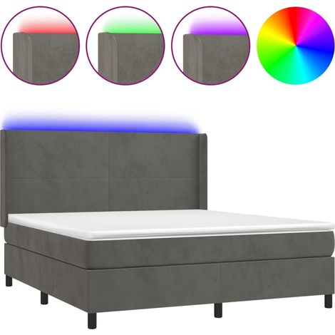 Maison Exclusive - Letto a Molle con Materasso e LED Grigio Scuro 180x200 cm (1/5)