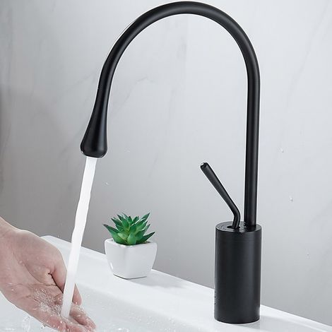 Europäischer Schwanenhals-Waschtischhahn in Tropfenform, schwenkbarer Aufsatzwaschtischhahn, Waschtischhahn mit Warm- und Kaltwasseranschluss für die Toilette. (1/5)