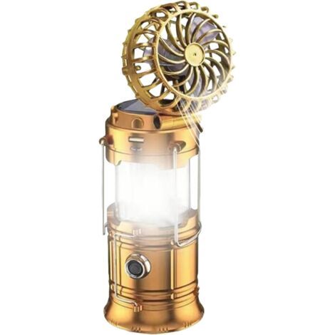 Ventilateur de camping solaire avec lumière, ventilateur de tente d'extérieur, équipement de plein air pour pique-nique, randonnée et pêche (1/5)