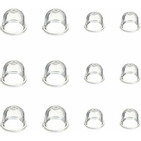 12 bombillas de cebado de aceite para carburador, blancas, de 19 mm y 22 mm, con copa transparente, para cortacésped, cortasetos, motosierra de gasolina y ventilador. Bombilla de cebado de combustible