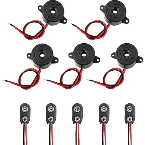5 Pcs DC 3-24v 85DB éLectronique Alarme Buzzer SystèMe D'Alarme Buzzer Electronic Buzzer Alarme Continue D'Alarme Sonore pour Jouets éLectronique, Noir 23 X 12mm (1/5)