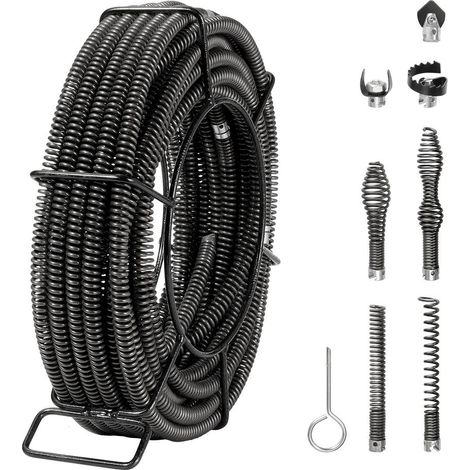 Tuyaux 20-100 mm, câble de nettoyage de canalisations pour évier, siphon de sol et toilettes, noyau creux (1/5)