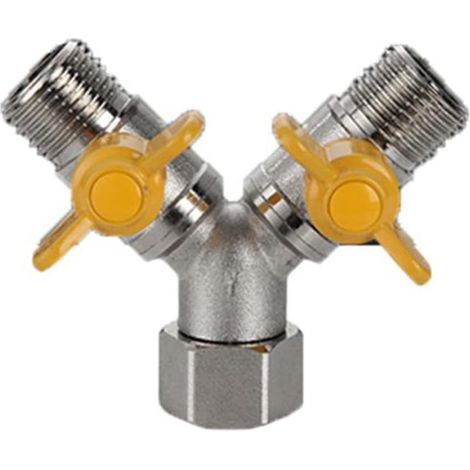Vanne à boisseau sphérique à gaz à 2 voies, vanne en Y, vanne à boisseau sphérique à gaz à deux voies 1/2" en laiton pour usage domestique ou industriel (1/5)