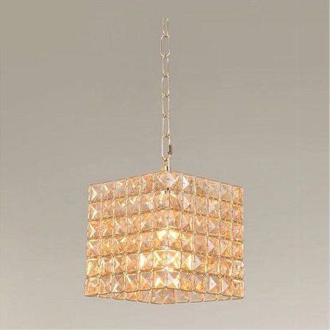 Trade Shop - Hängeleuchter Würfel Kristalle Lampe Licht E27 Anschluss Gold Quadrat 32309 - (1/5)