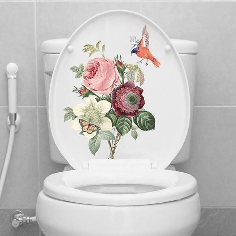 Sticker mural pour toilettes avec de jolies fleurs, 35 x 40 cm (1/5)