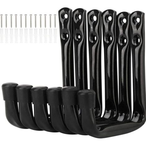 Lot de 6 Crochets Muraux pour Vélo Crochets de Rangement pour Garage Très Résistants avec Vis (1/4)