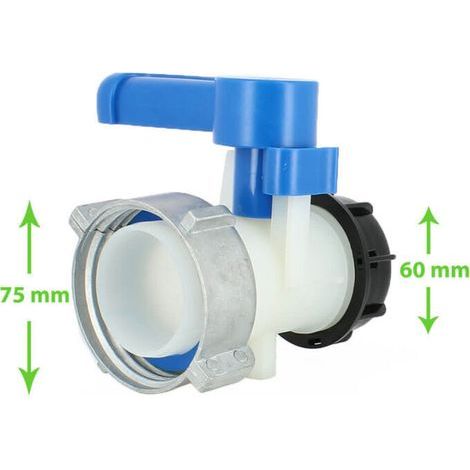 Tankventil – Mutter S75X6 und Auslass S60X6 – kompatibel mit Schütz – RWR-Anschluss und anderem Zubehör für Wasserrückgewinnungstanks (1/5)