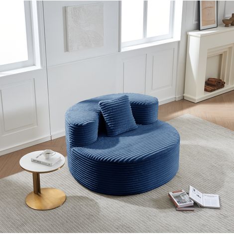 Sillón puff relax de pana azul 112x105x59 cm OKMYHOME (1/5)