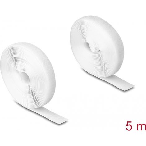 Delock Cinta de gancho y bucle de alta resistencia LA 5 m x AN 20 mm blanco