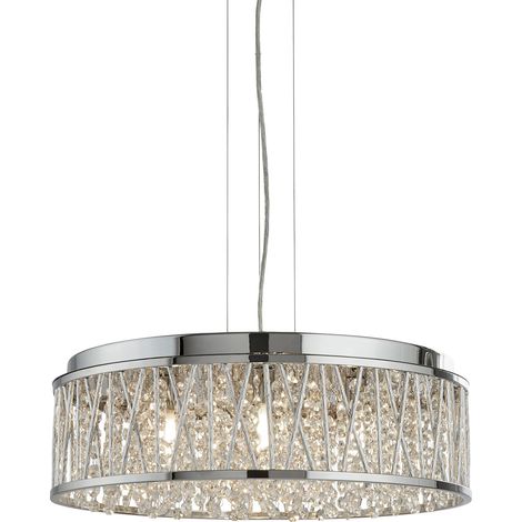 Searchlight Elise - Lampada a sospensione a 7 luci cromata con cristalli di vetro, G9 (1/5)