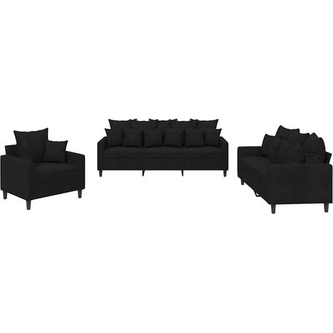 Maison Exclusive - Set di Divani 3 pz con Cuscini Nero in Velluto (1/5)
