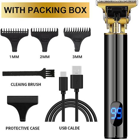 tondeuse Cheveux Hommes, Ipx7 Impermable Tondeuse Barbe Homme Professionnelle En T Sans Fil Lectrique Avec Cran Lcd, Usb Rechargeable Tondeuse Bar (1/5)