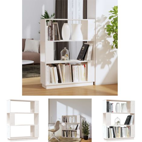Massivholz - vidaXL Bücherregal/Raumteiler Weiß 80x25x101 cm Massivholz Kiefer - Weiß (1/5)