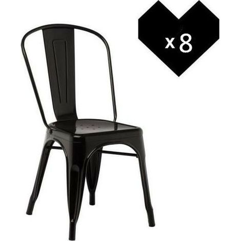 8PCS Chaises en métal de style Industriel pour cuisine bistrot Noir (1/5)