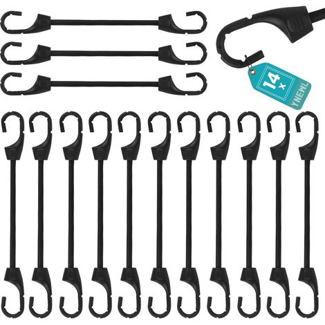14x Expander mit Haken 10cm, Gummiseil Spanngurt für Gepäck & Planen