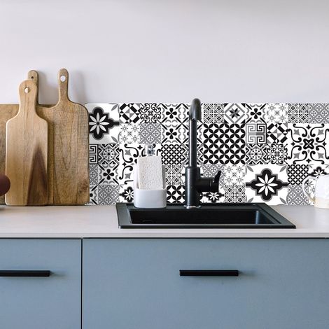 Crédence cuisine adhésive autocollante GREYBLACK - 120 x 50 cm