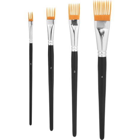 4pcs Pinceaux en Forme Peigne, Quatre Tailles Pinceaux Plats Texturés Professionnels Adaptés à la Peinture Acrylique la Peinture à l'huile l'Aquarelle Gouache (1/5)