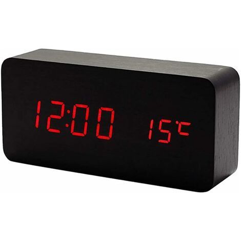 Tigrezy Digitaluhr aus Holz – Multifunktions-LED-Wecker mit Zeit-/Datums-/Temperaturanzeige und Sprachsteuerung für Zuhause. Reisen (1/5)