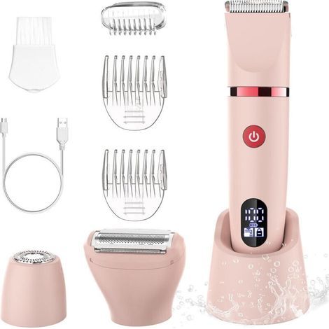 Rasoir Electrique Feminin Tondeuse précise pour visage et zones sensibles, pour visage, jambes, aisselles et zone pubienne, Rose