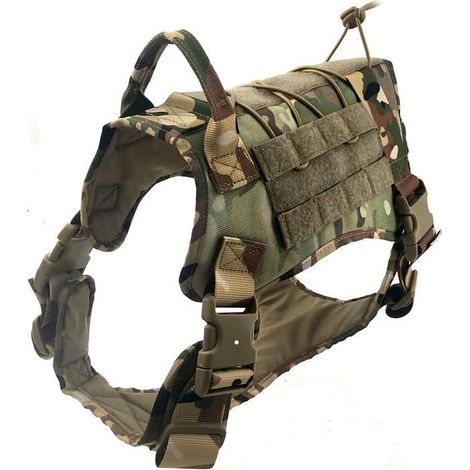 (XL) Harnais tactique, harnais pour chien de service, entraînement, harnais souple réglable pour petits à grands chiens avec poignée