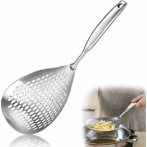 Écumoire en acier inoxydable - 14,5cm - En acier inoxydable - Cuillère à filtrer - Louche à frire - Pour accessoires wok - Pour accessoires de cuisine, pâtes, argent (1/4)
