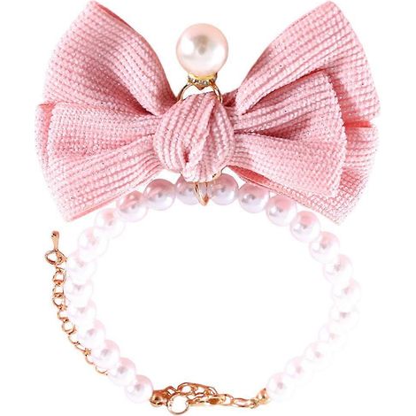 Collar para gatos con lazo y perlas, collar delicado para perros (2 unidades) (1/5)