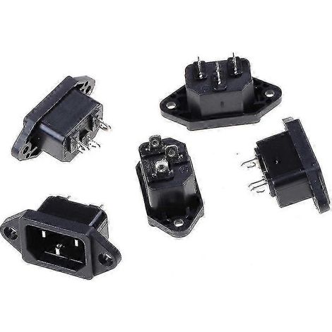 Lot de 5 prises mâles IEC 320 C14 pour panneau électrique, 250 V CA, 10 A (1/5)