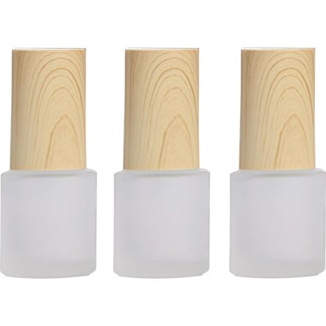 Lot de 3 flacons vides rechargeables en verre dépoli transparent avec couvercle imitation grain de bois - Distributeur de produits cosmétiques pour émulsion - 20 ml (1/5)