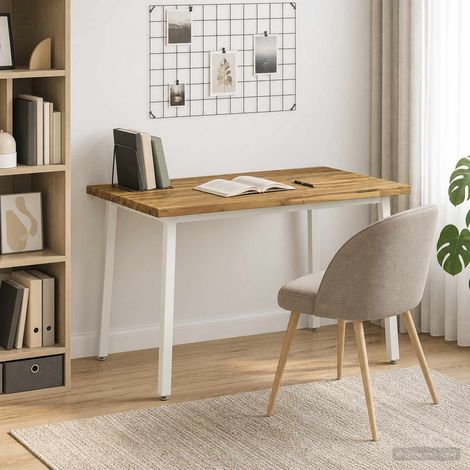 vidaXL 110 x 55 x 75 cm Madera de Acacia Sólida Blanco Rectangular (1/5)
