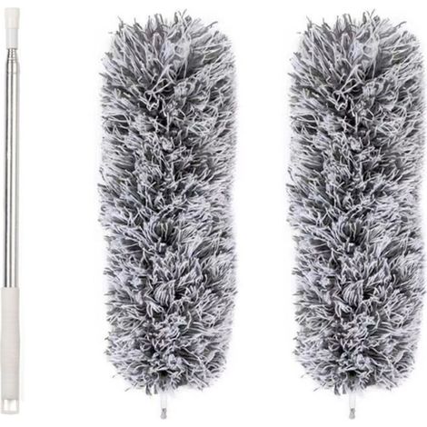 Plumeau Télescopique, Plumeau Poussière Lavable en Microfibre avec Manche Extensible en Acier Inoxydable jusqu'à 95 inch Plumeau pour Poussière, Toile D'Araignée, Plafond, Voitures, Versailles