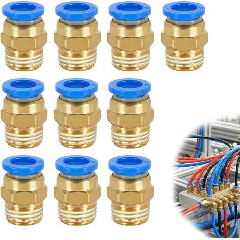 10 Stück 8 mm Schlauch-Außendurchmesser x 1/4 BSP Außengewinde Gerade Push-to-Connect Pneumatik-Kupplungen, für Druckluftsysteme - Kompatibel mit Luftkompressoren und industrieller Automatisierung (PC (1/5)