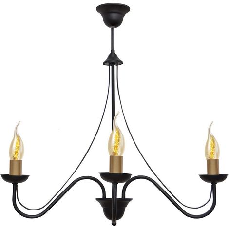 Helam MALBO Plafonnier Suspendu Multi Bras Noir, Patiné 60cm