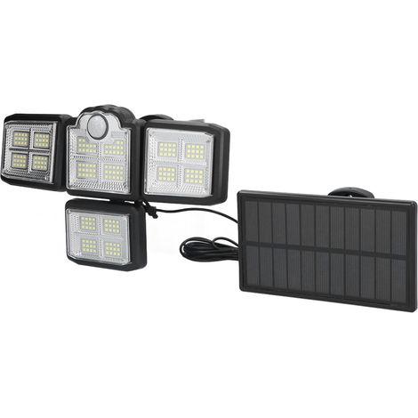 Solarleuchten für den Außenbereich, IP65 wasserdicht, 198 LEDs, Bewegungsmelder, 4 verstellbare Leuchtenköpfe (1/5)
