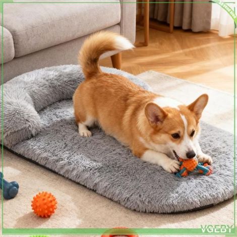 Lit pour chien - FAFEICY - L:100 x 75 cm - Gris clair - Déhoussable lavable - Bords surélevés (1/2)