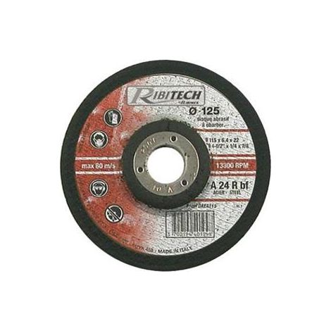 Ribitech - Disque Abrasif Ø125 Tronçonner Ebarber Acier 125X6,4X22,2 (1/2)