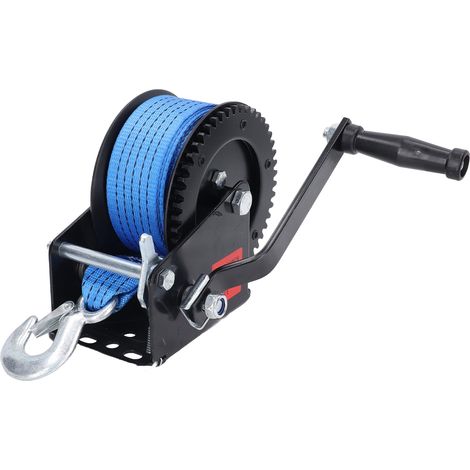 Treuil manuel 1600 lbs avec sangle nylon, treuil à manivelle en acier allié robuste pour levage industriel