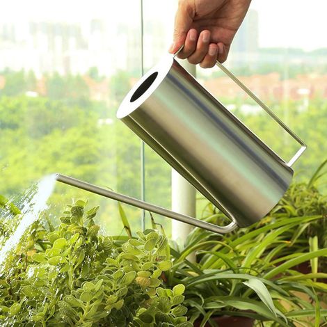 Arrosoir Acier Inoxydable 1,5L Bec Long Ergonomique Intérieur Extérieur (1/4)